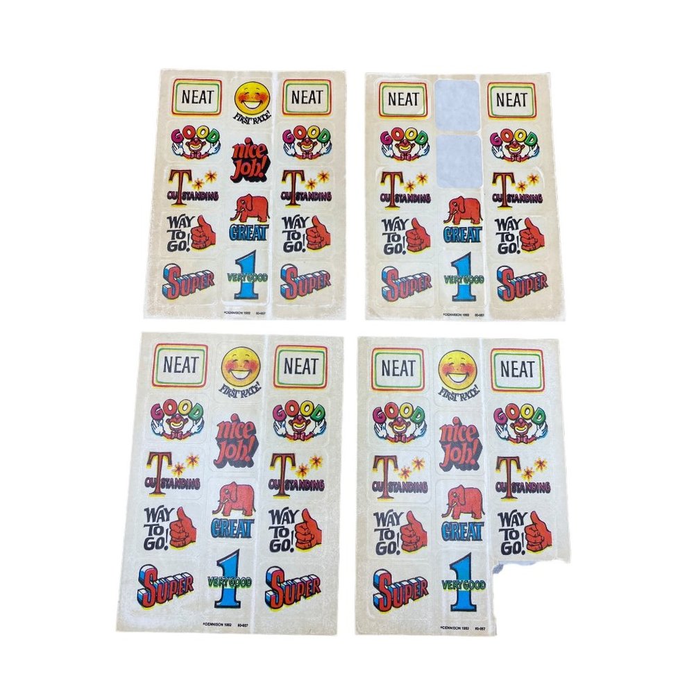 Vintage Dennison 1982 Sticker Sheets Super , Very Good , Way to Go